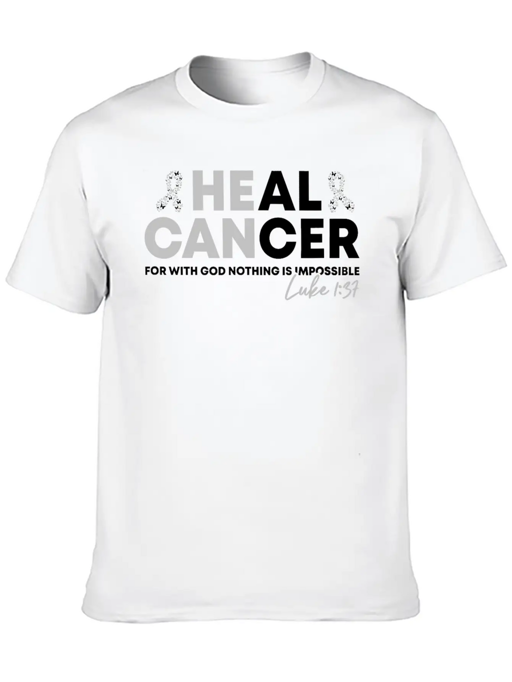 Lung Cancer Heal Cancer Luke Christian Bible Verse Unisex Short Sleeve Soft Cotton T-Shirt – Casual Everyday Wear