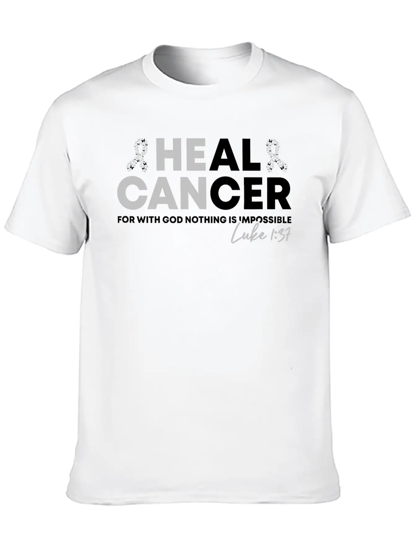 Lung Cancer Heal Cancer Luke Christian Bible Verse Unisex Short Sleeve Soft Cotton T-Shirt – Casual Everyday Wear