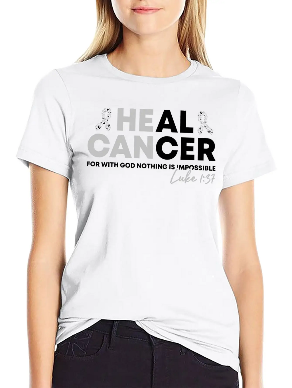 Lung Cancer Heal Cancer Luke Christian Bible Verse Unisex Short Sleeve Soft Cotton T-Shirt – Casual Everyday Wear