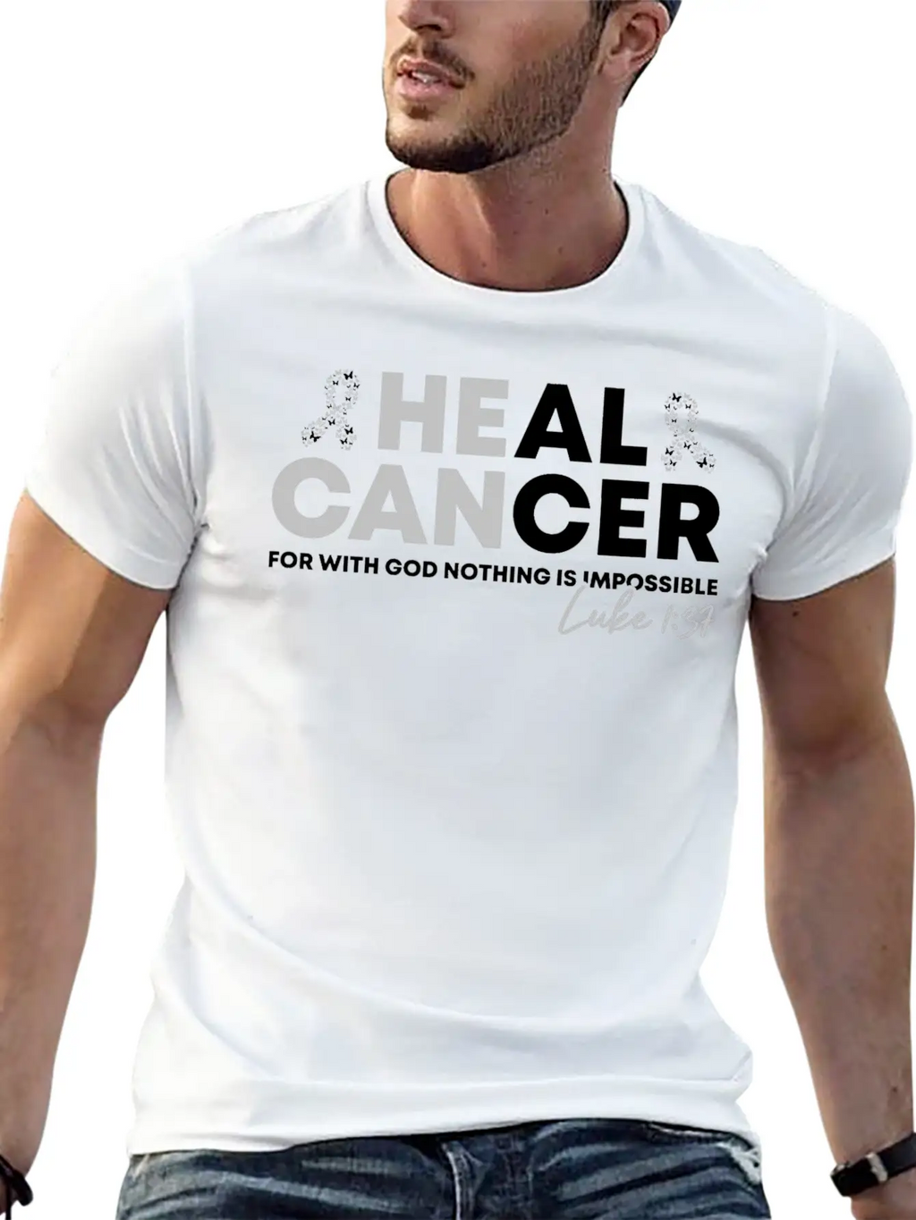 Lung Cancer Heal Cancer Luke Christian Bible Verse Unisex Short Sleeve Soft Cotton T-Shirt – Casual Everyday Wear
