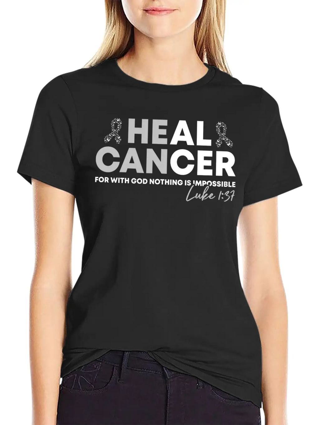 Lung Cancer Heal Cancer Luke Christian Bible Verse Unisex Short Sleeve Soft Cotton T-Shirt – Casual Everyday Wear