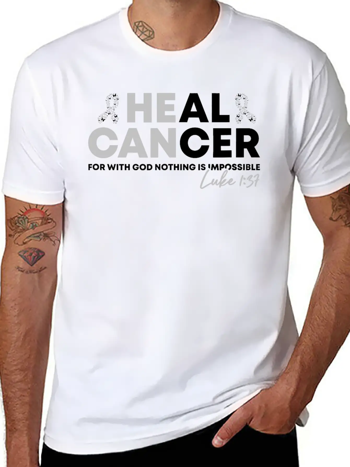 Lung Cancer Heal Cancer Luke Christian Bible Verse Unisex Short Sleeve Soft Cotton T-Shirt – Casual Everyday Wear