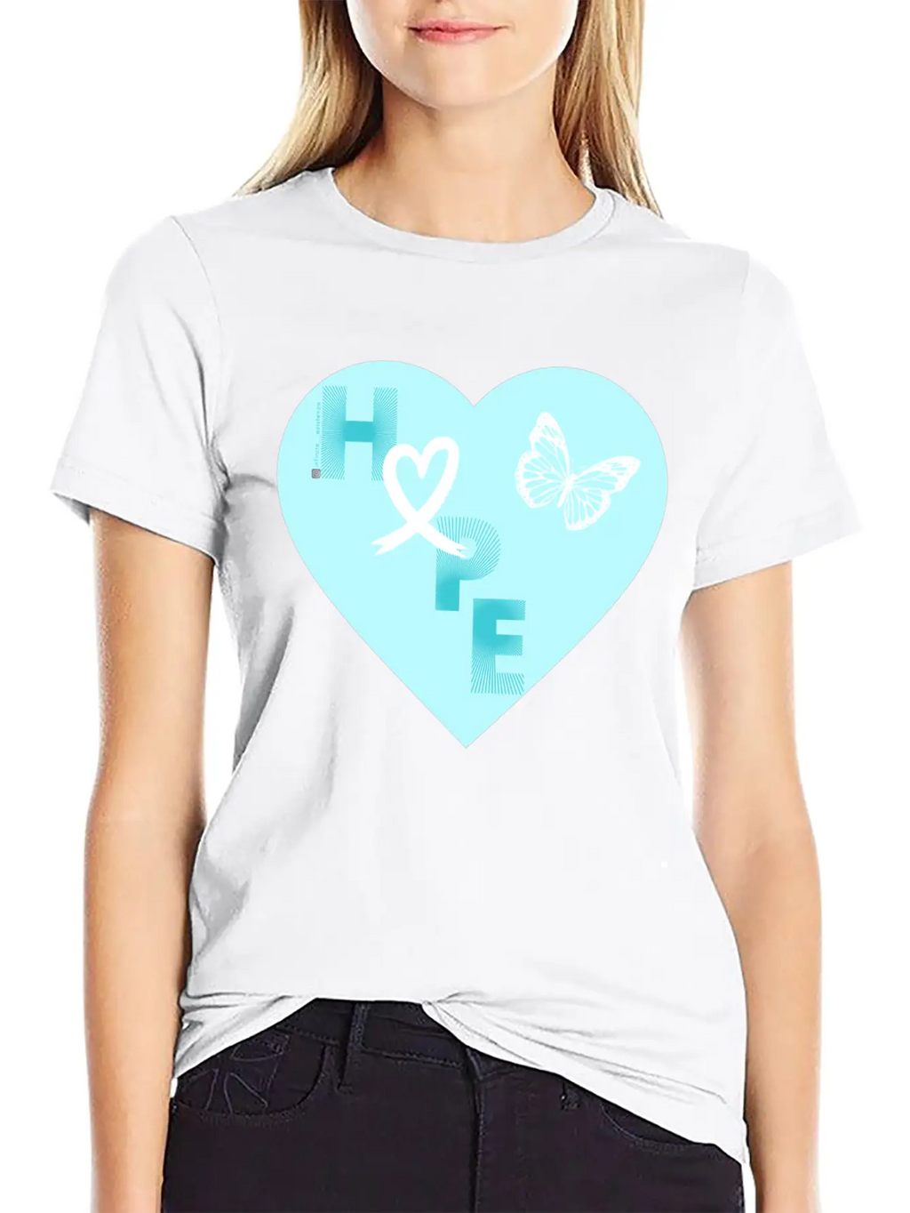 Lung Cancer Hope & Butterfly Blue/White Classic Fit Graphic Tee For Daily Comfort – Unisex Cotton Shirt