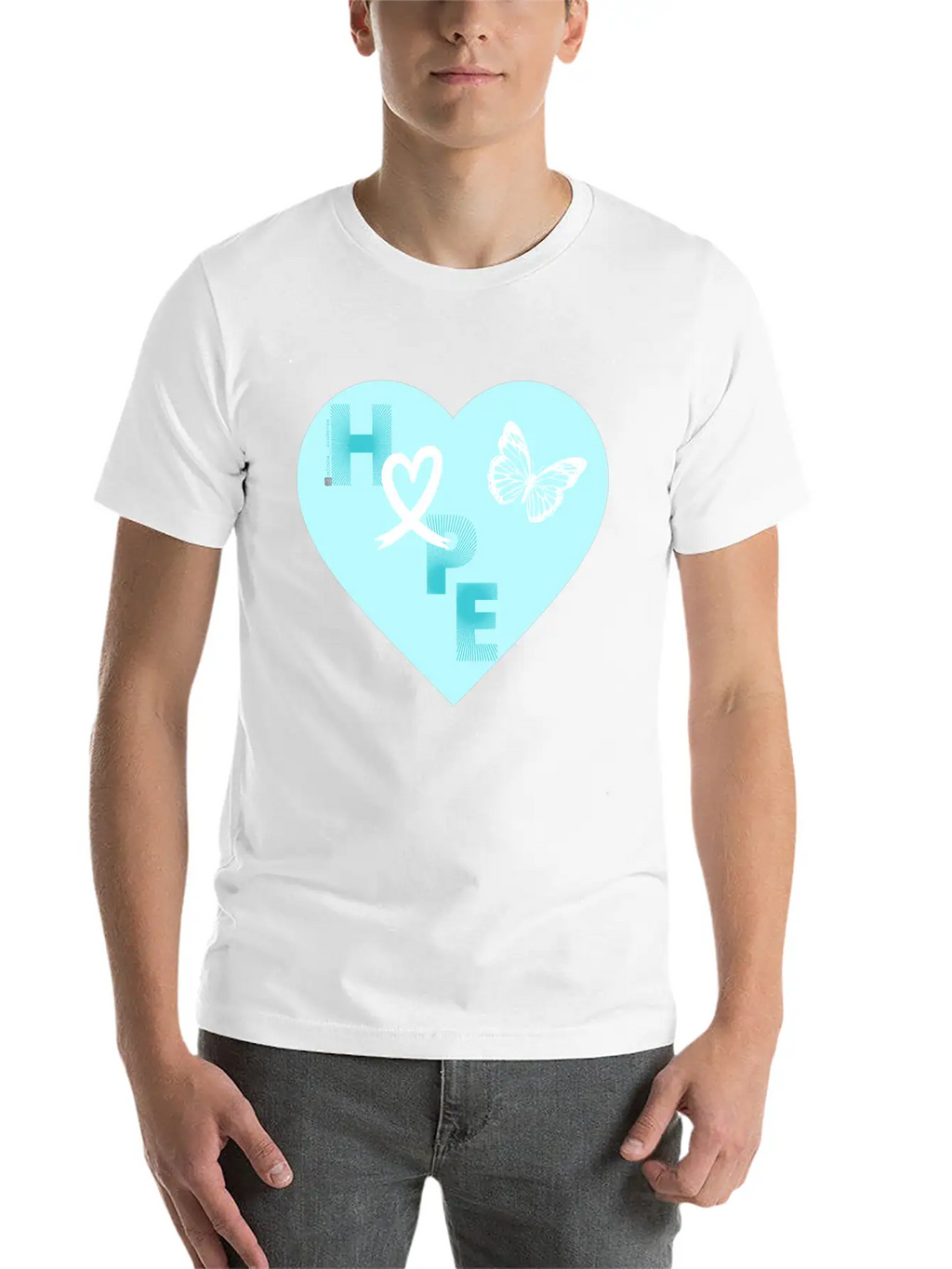 Lung Cancer Hope & Butterfly Blue/White Classic Fit Graphic Tee For Daily Comfort – Unisex Cotton Shirt