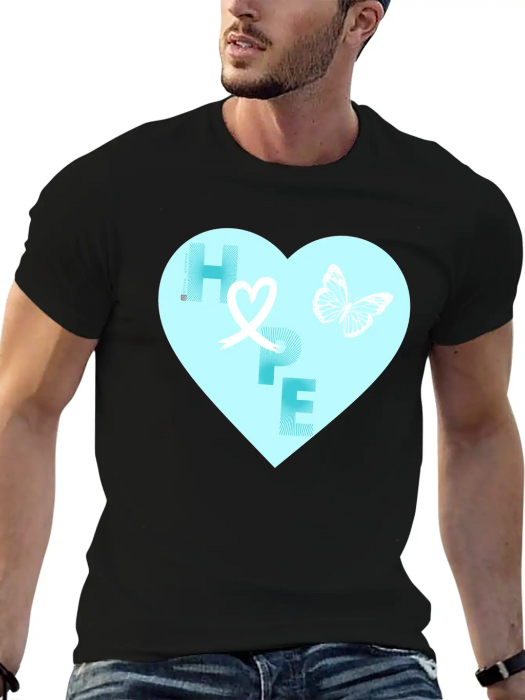 Lung Cancer Hope & Butterfly Blue/White Classic Fit Graphic Tee For Daily Comfort – Unisex Cotton Shirt