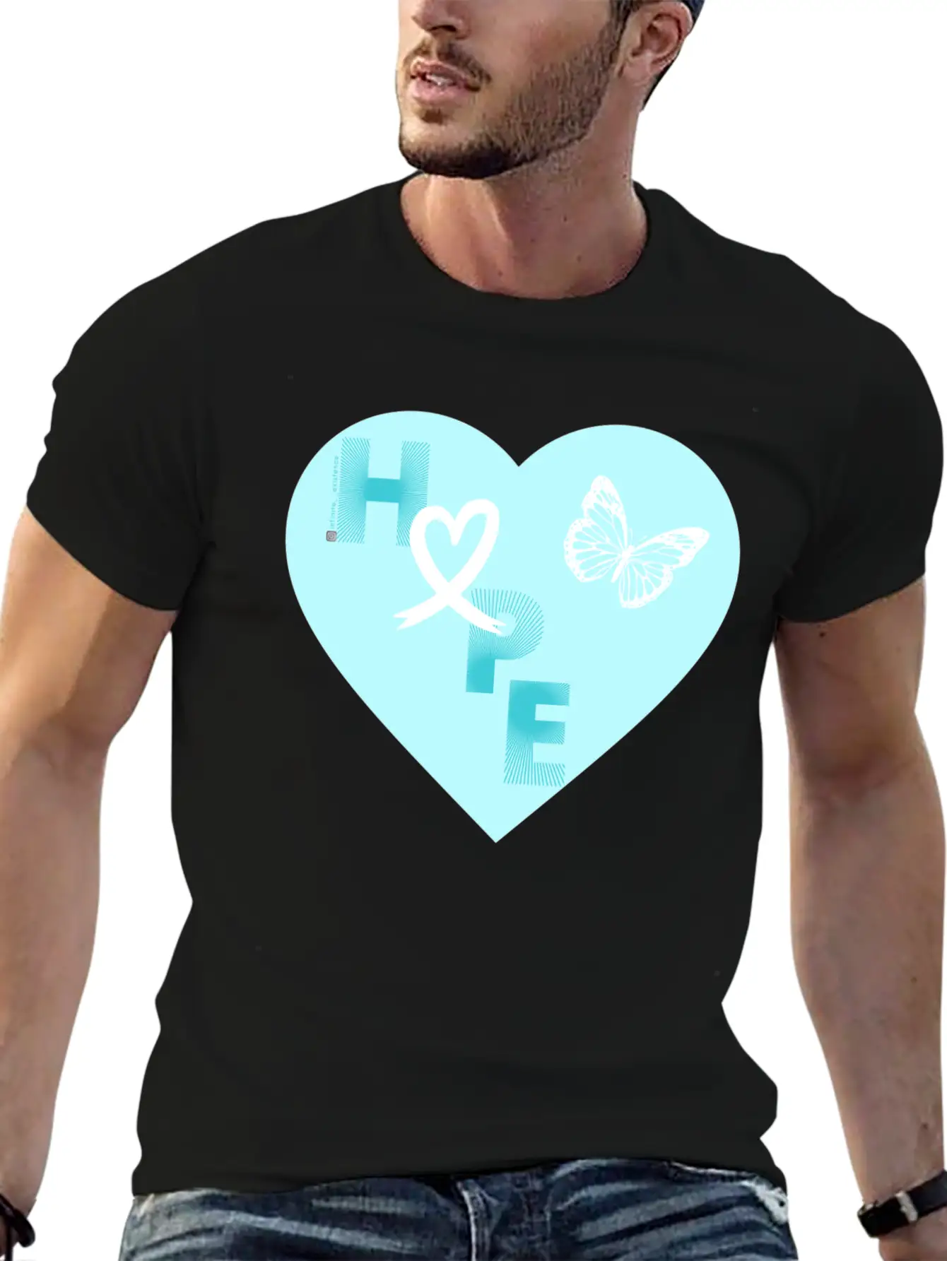 Lung Cancer Hope & Butterfly Blue/White Classic Fit Graphic Tee For Daily Comfort – Unisex Cotton Shirt