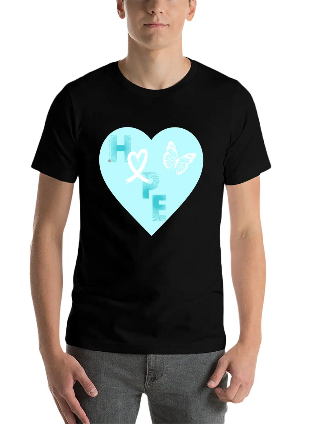 Lung Cancer Hope & Butterfly Blue/White Classic Fit Graphic Tee For Daily Comfort – Unisex Cotton Shirt