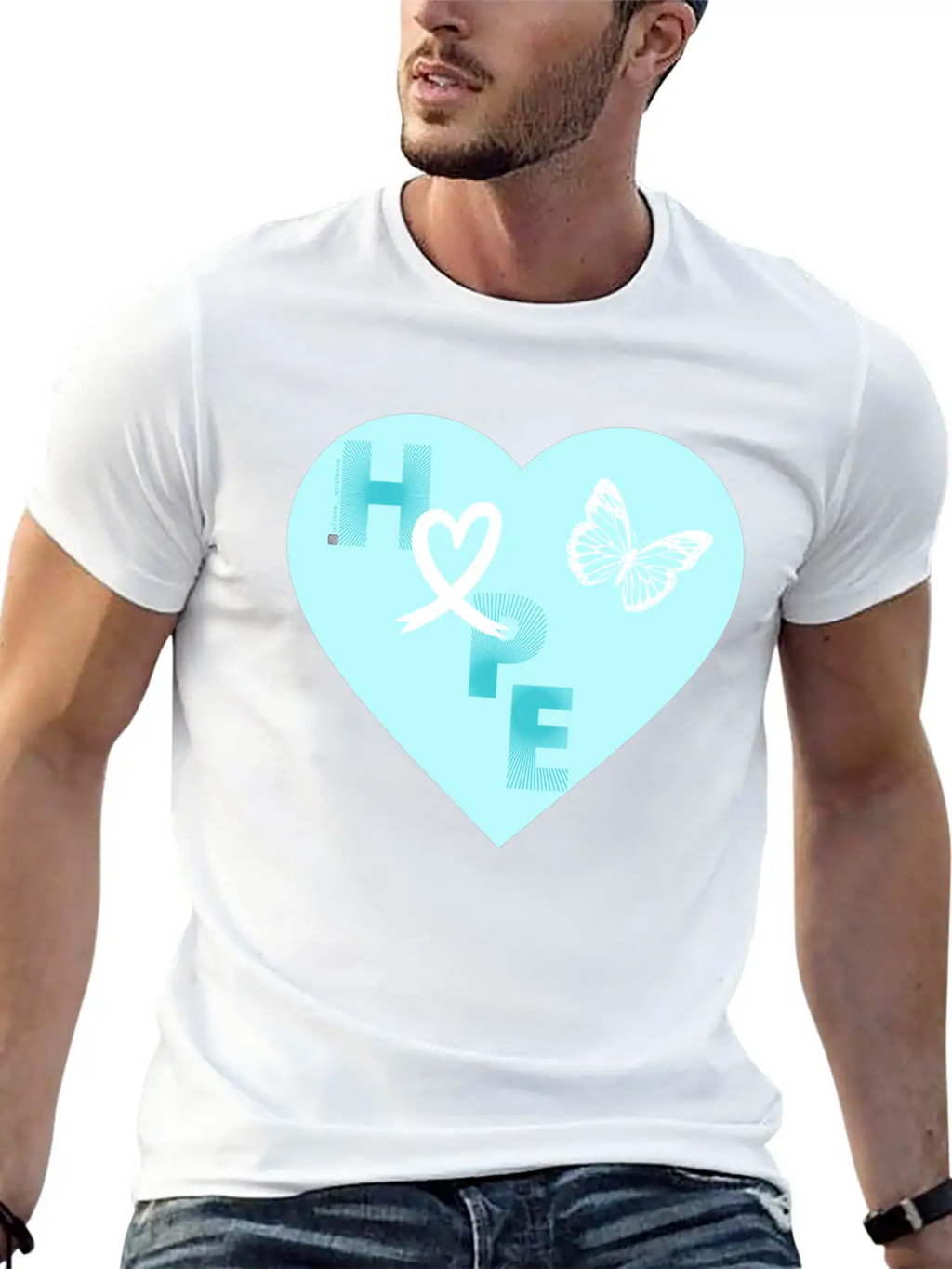 Lung Cancer Hope & Butterfly Blue/White Classic Fit Graphic Tee For Daily Comfort – Unisex Cotton Shirt