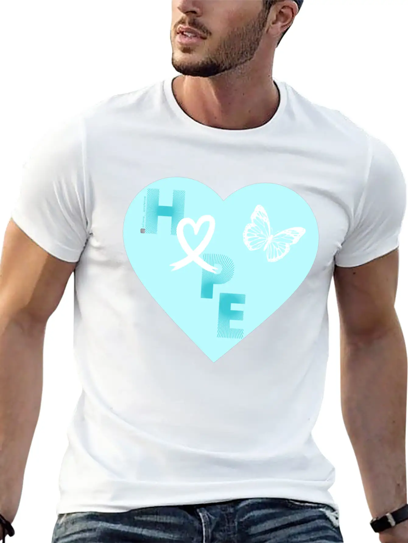 Lung Cancer Hope & Butterfly Blue/White Classic Fit Graphic Tee For Daily Comfort – Unisex Cotton Shirt