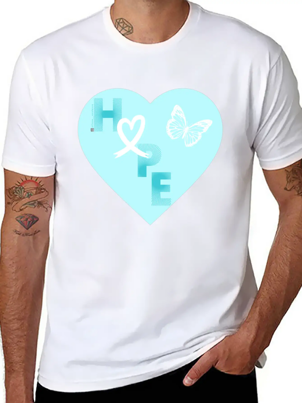 Lung Cancer Hope & Butterfly Blue/White Classic Fit Graphic Tee For Daily Comfort – Unisex Cotton Shirt