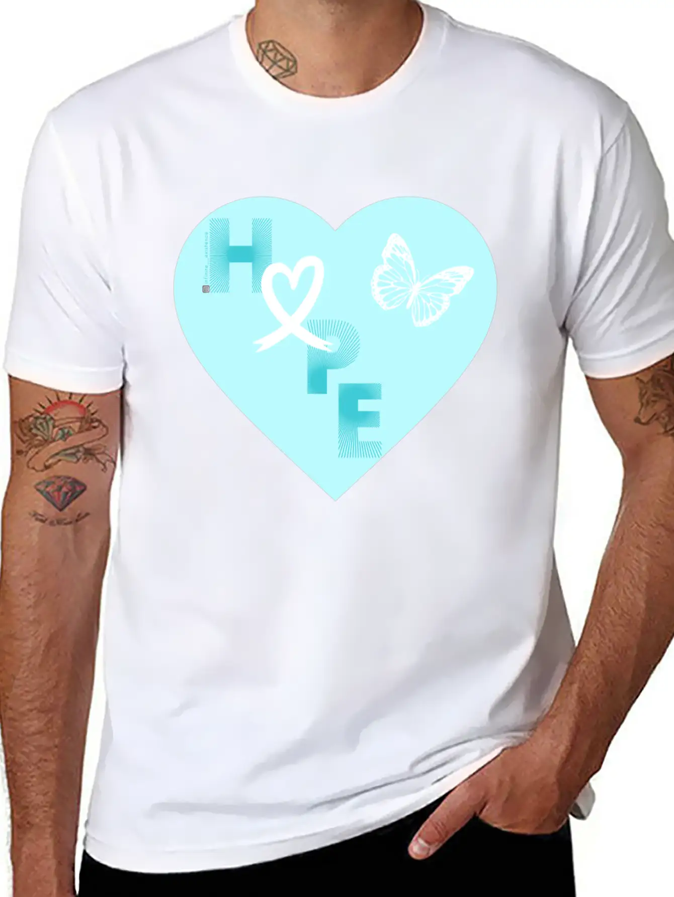 Lung Cancer Hope & Butterfly Blue/White Classic Fit Graphic Tee For Daily Comfort – Unisex Cotton Shirt