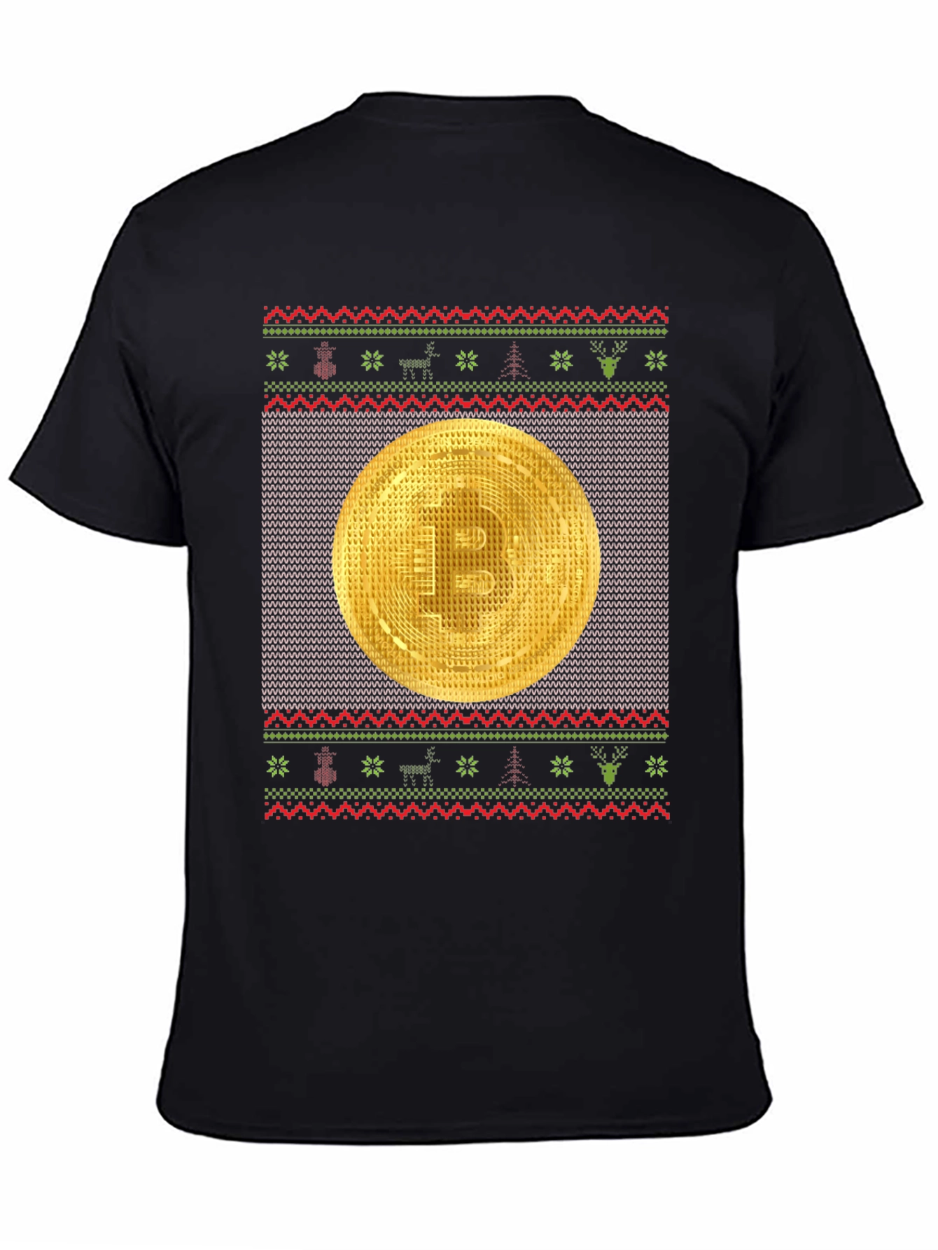 Bitcoin Christmas Ugly Sweater Style T-Shirt