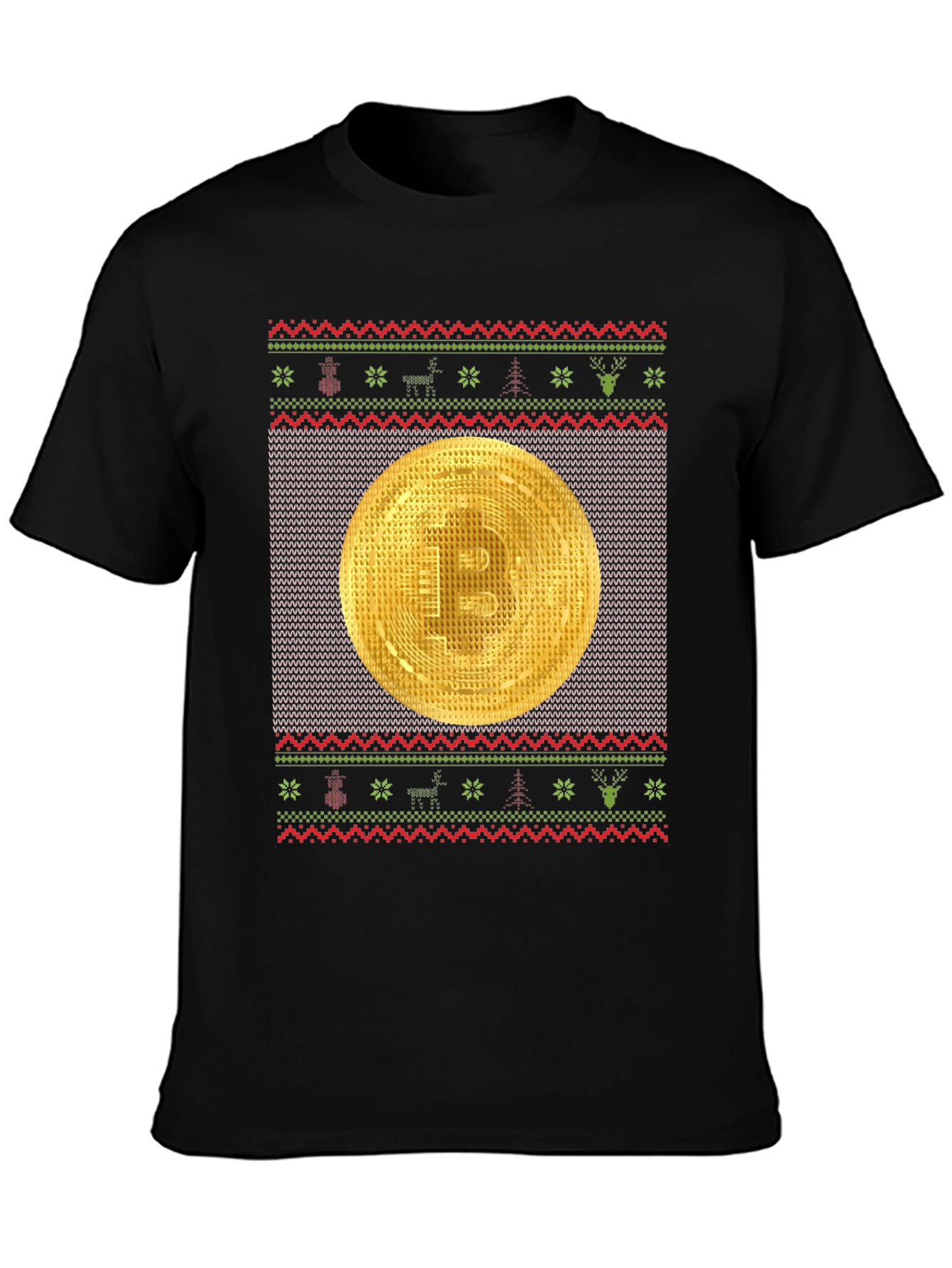 Bitcoin Christmas Ugly Sweater Style T-Shirt