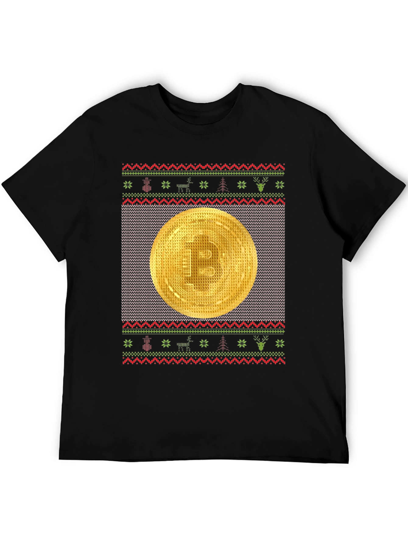 Bitcoin Christmas Ugly Sweater Style T-Shirt