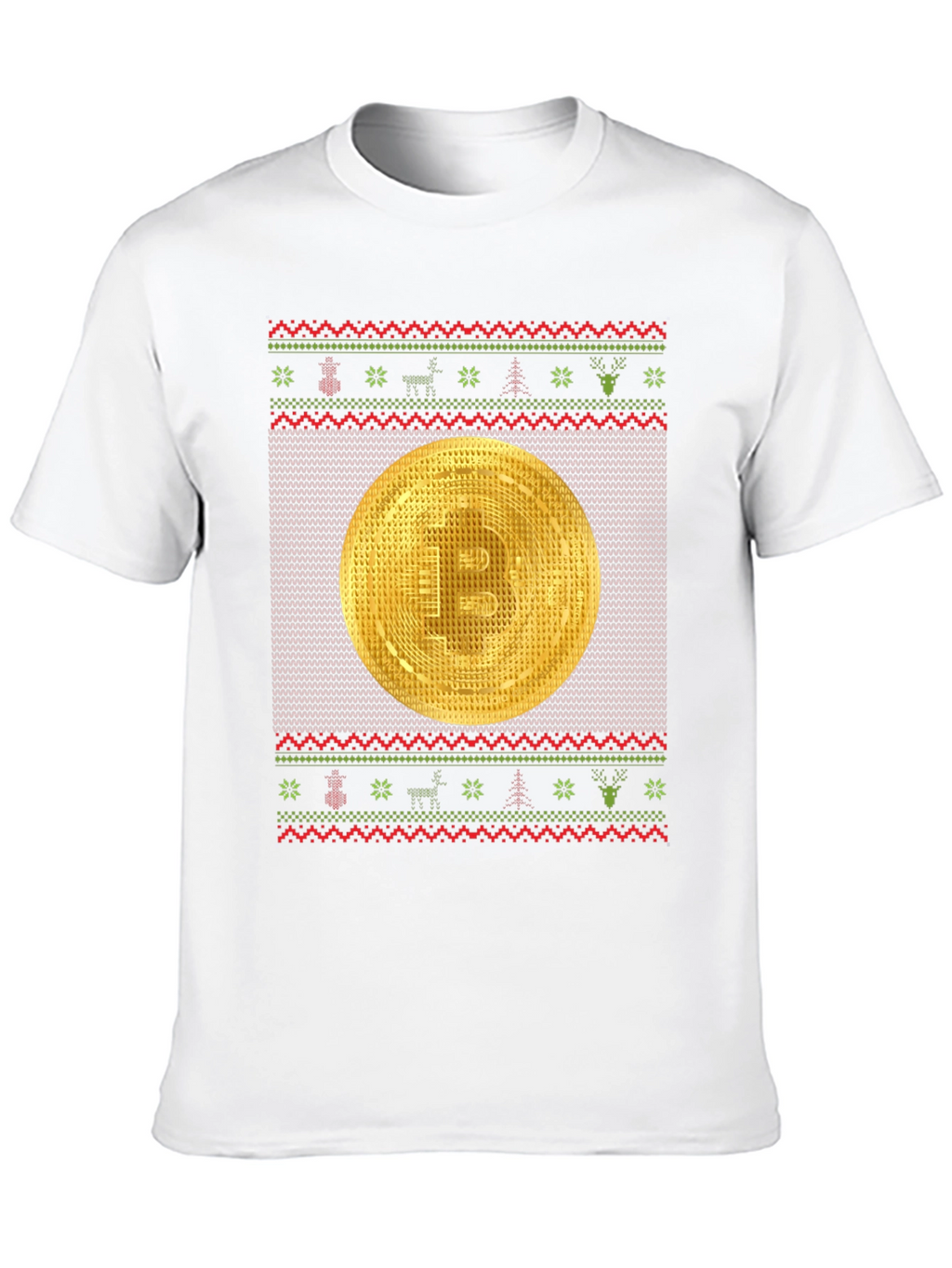 Bitcoin Christmas Ugly Sweater Style T-Shirt