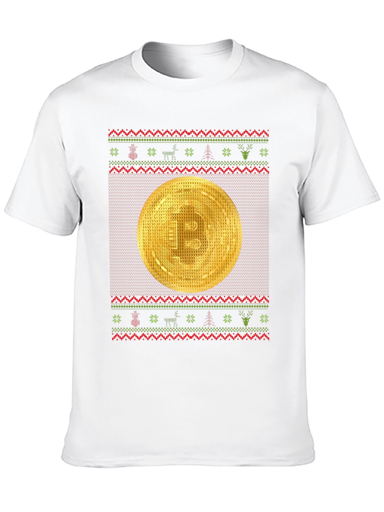 Bitcoin Christmas Ugly Sweater Style T-Shirt