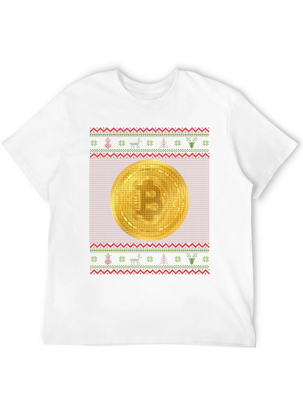 Bitcoin Christmas Ugly Sweater Style T-Shirt