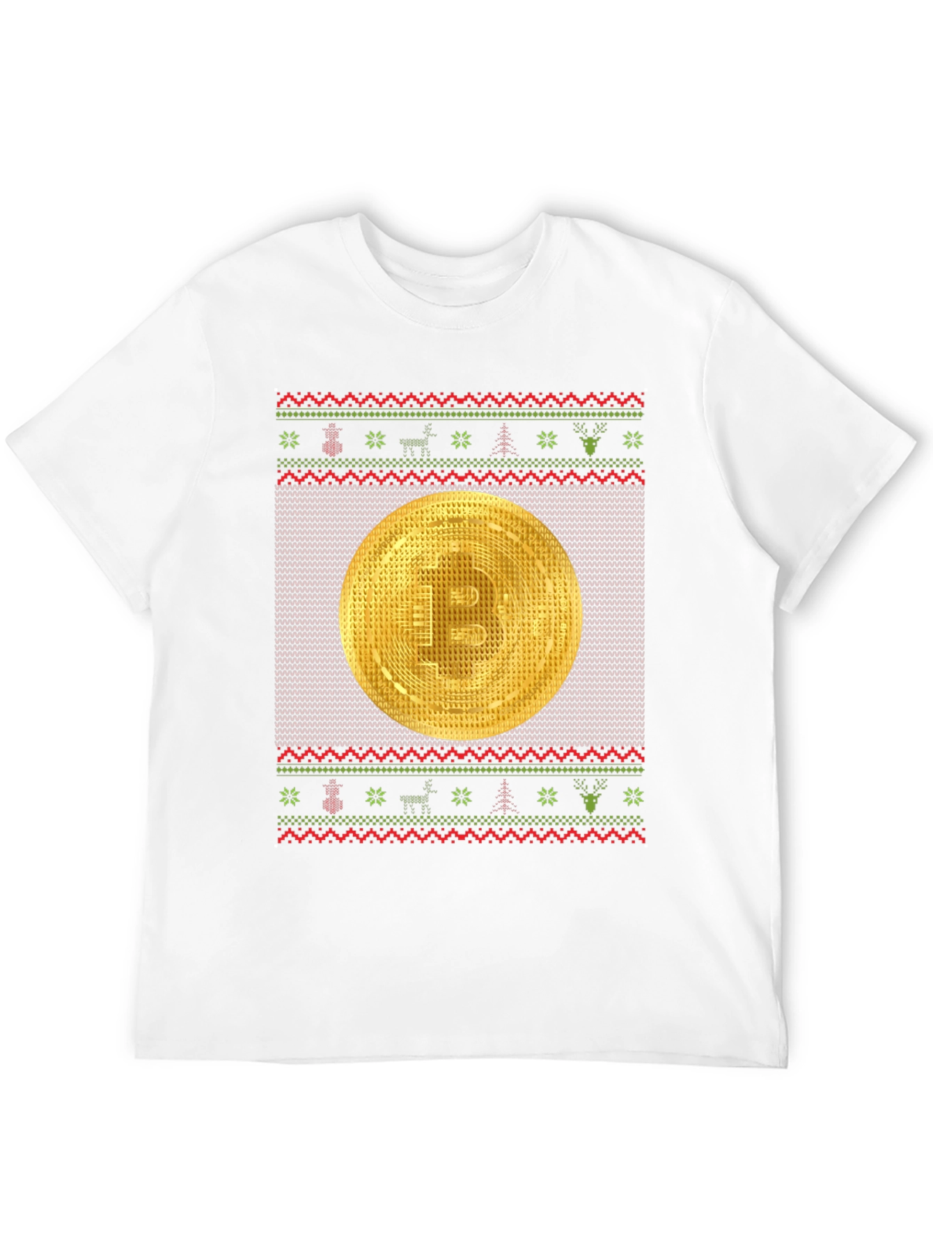 Bitcoin Christmas Ugly Sweater Style T-Shirt