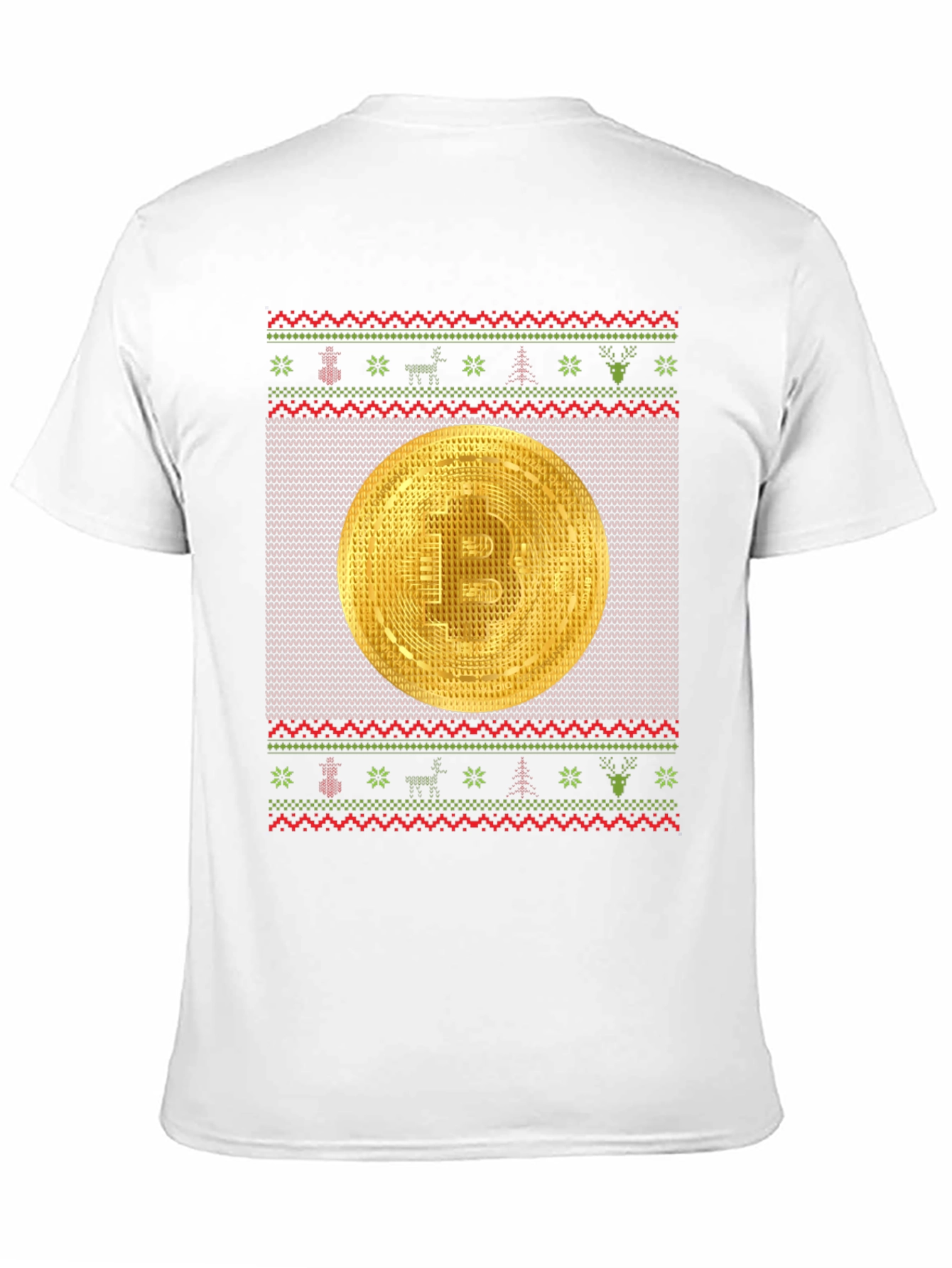Bitcoin Christmas Ugly Sweater Style T-Shirt