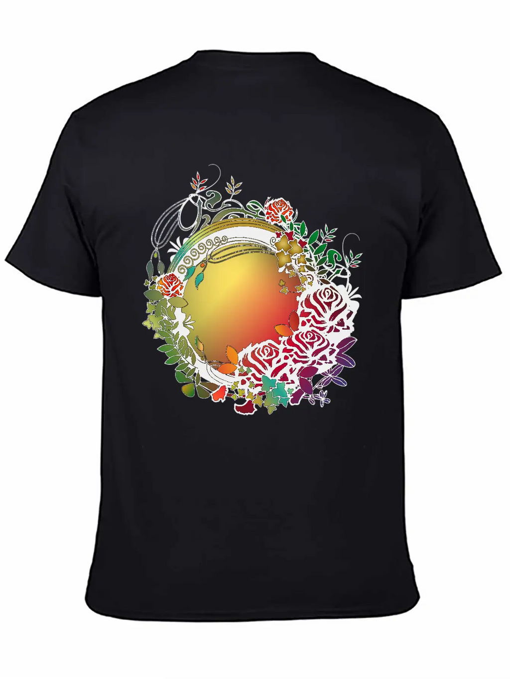 Lush Colorful Rose Garden In Art Nouveau Optics Unisex Casual T-Shirt – Clean Design For Daily Comfort