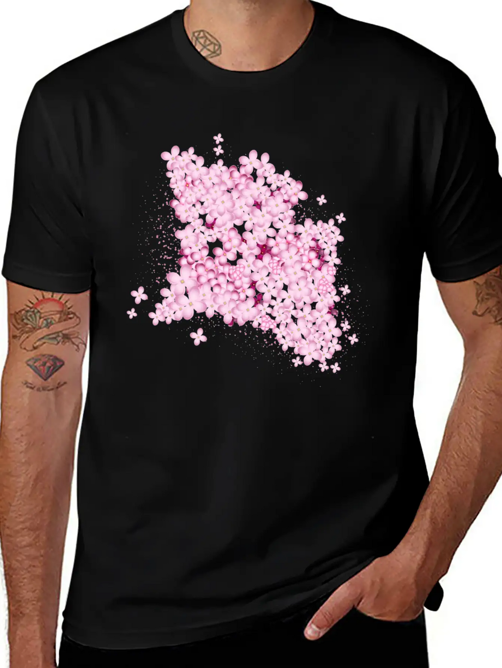 Lush Lilac Splendor From Pink Lilac Flowers Casual Graphic T-Shirt – Simple And Comfortable Daily Wear