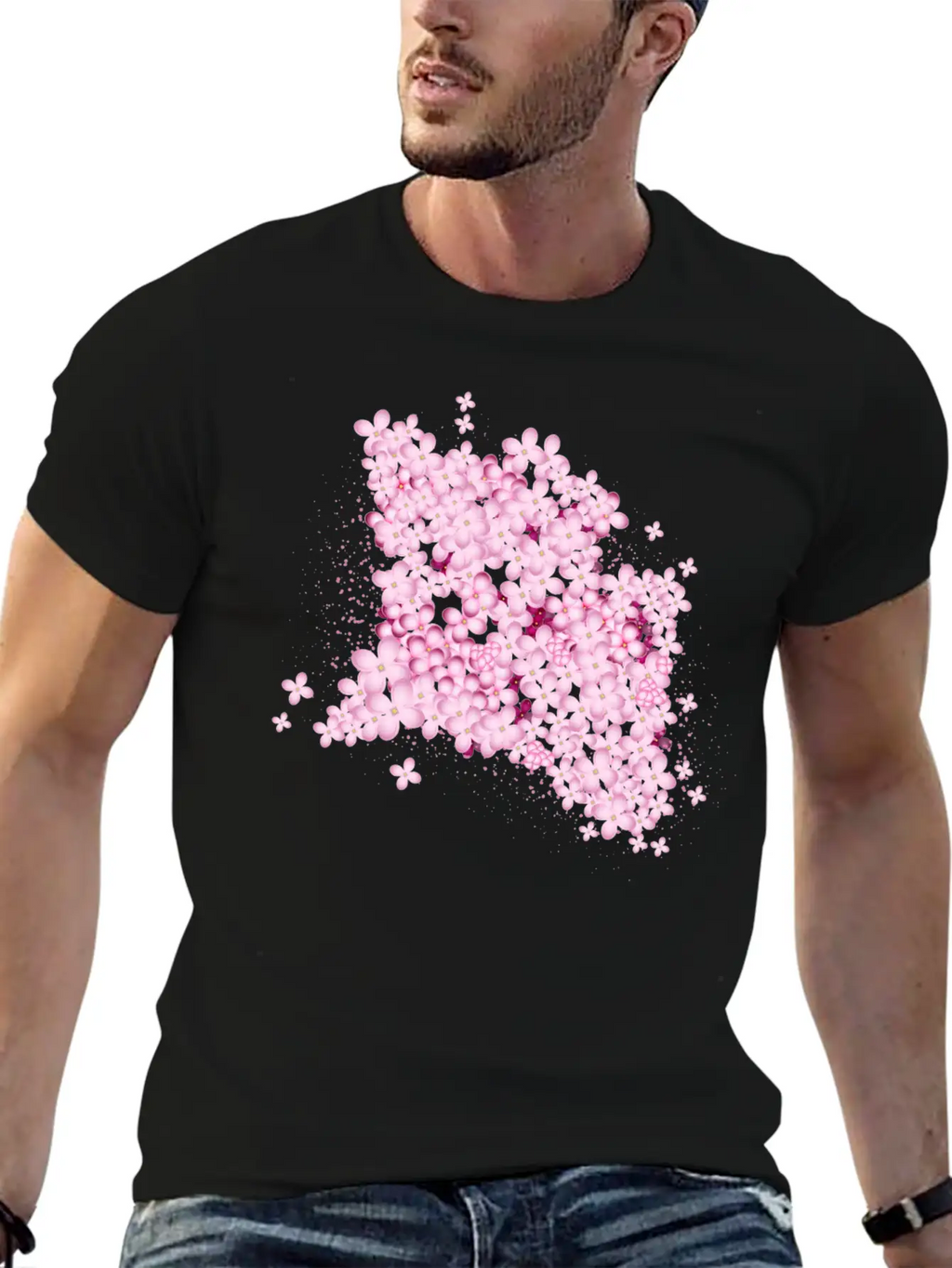 Lush Lilac Splendor From Pink Lilac Flowers Casual Graphic T-Shirt – Simple And Comfortable Daily Wear