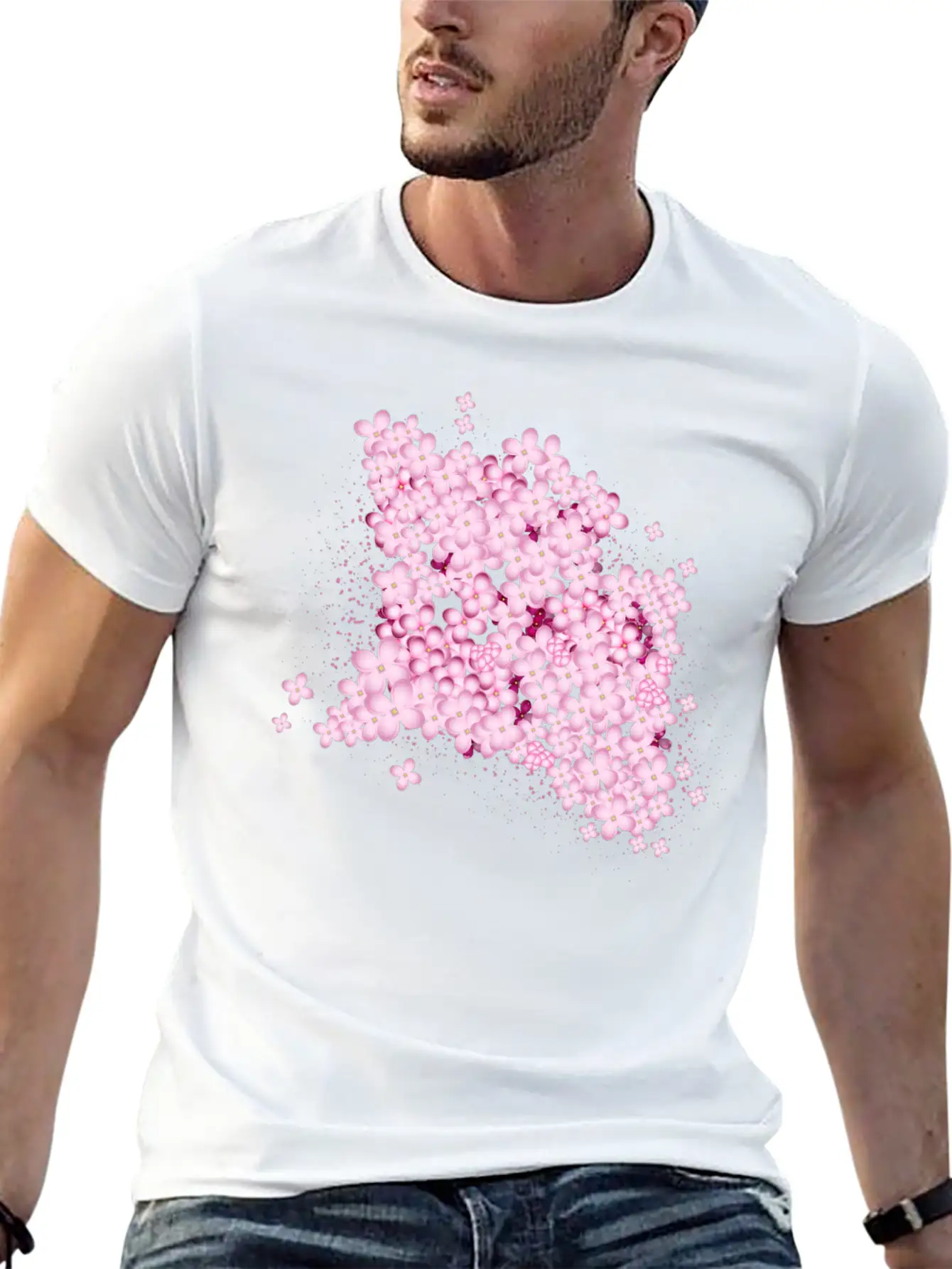Lush Lilac Splendor From Pink Lilac Flowers Casual Graphic T-Shirt – Simple And Comfortable Daily Wear