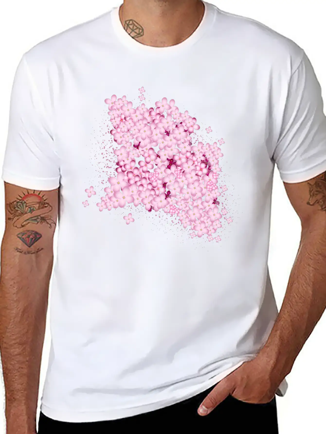 Lush Lilac Splendor From Pink Lilac Flowers Casual Graphic T-Shirt – Simple And Comfortable Daily Wear
