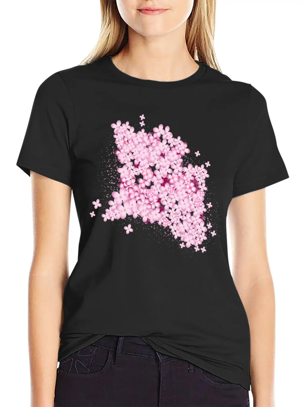 Lush Lilac Splendor From Pink Lilac Flowers Casual Graphic T-Shirt – Simple And Comfortable Daily Wear