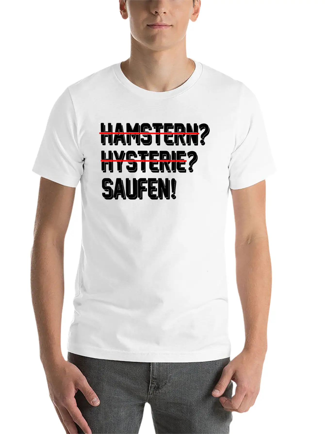 Lustiges Abstand Hygiene 2020 Hamstern Saufen Unisex Short Sleeve Soft Cotton T-Shirt – Casual Everyday Wear