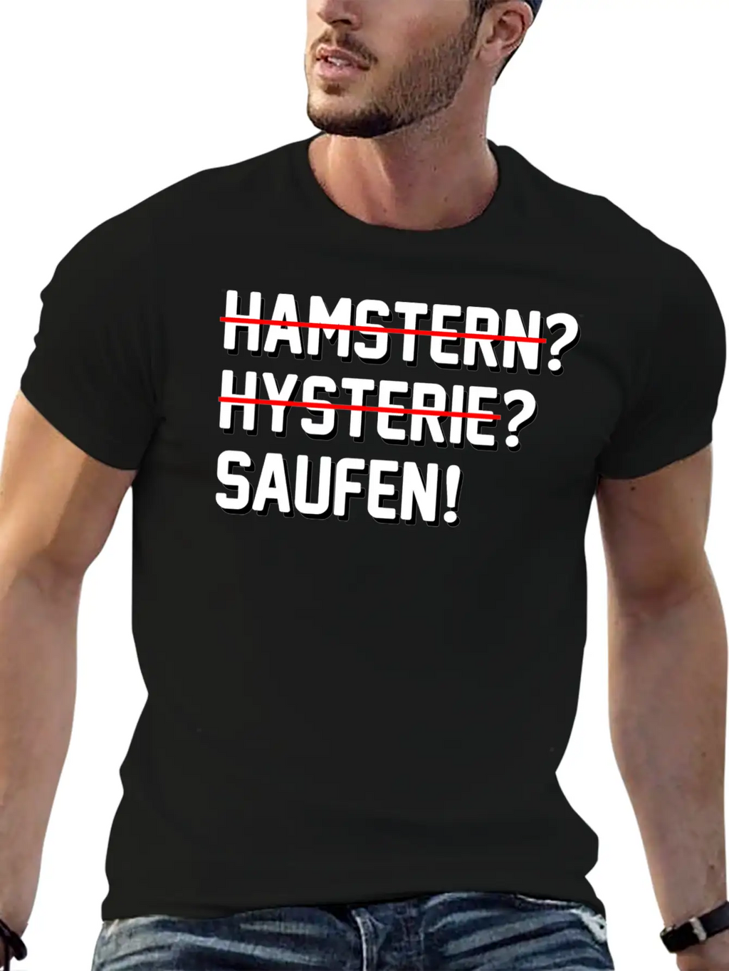 Lustiges Abstand Hygiene 2020 Hamstern Saufen Unisex Short Sleeve Soft Cotton T-Shirt – Casual Everyday Wear