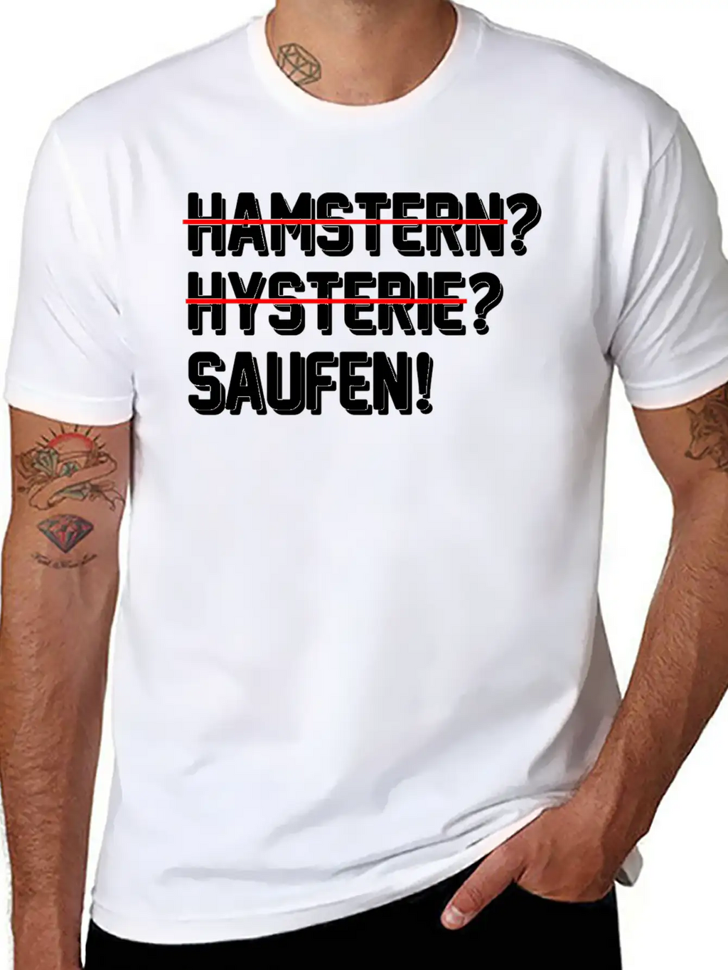 Lustiges Abstand Hygiene 2020 Hamstern Saufen Unisex Short Sleeve Soft Cotton T-Shirt – Casual Everyday Wear