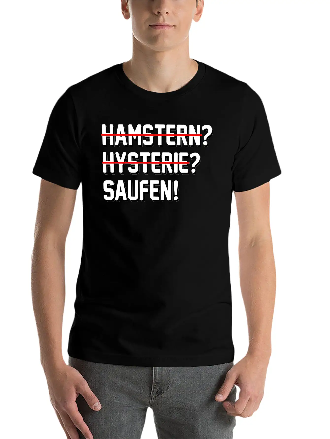 Lustiges Abstand Hygiene 2020 Hamstern Saufen Unisex Short Sleeve Soft Cotton T-Shirt – Casual Everyday Wear