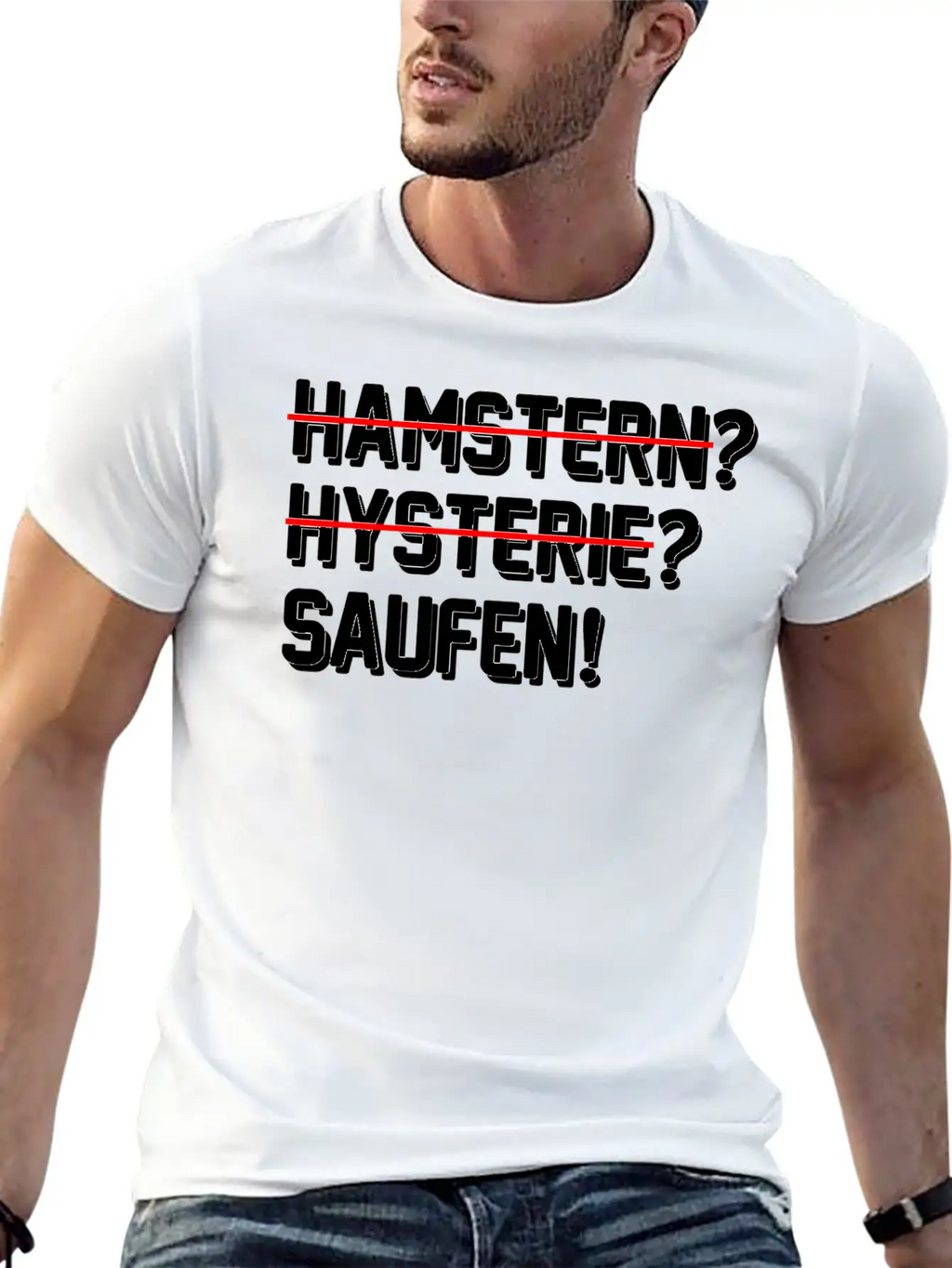 Lustiges Abstand Hygiene 2020 Hamstern Saufen Unisex Short Sleeve Soft Cotton T-Shirt – Casual Everyday Wear