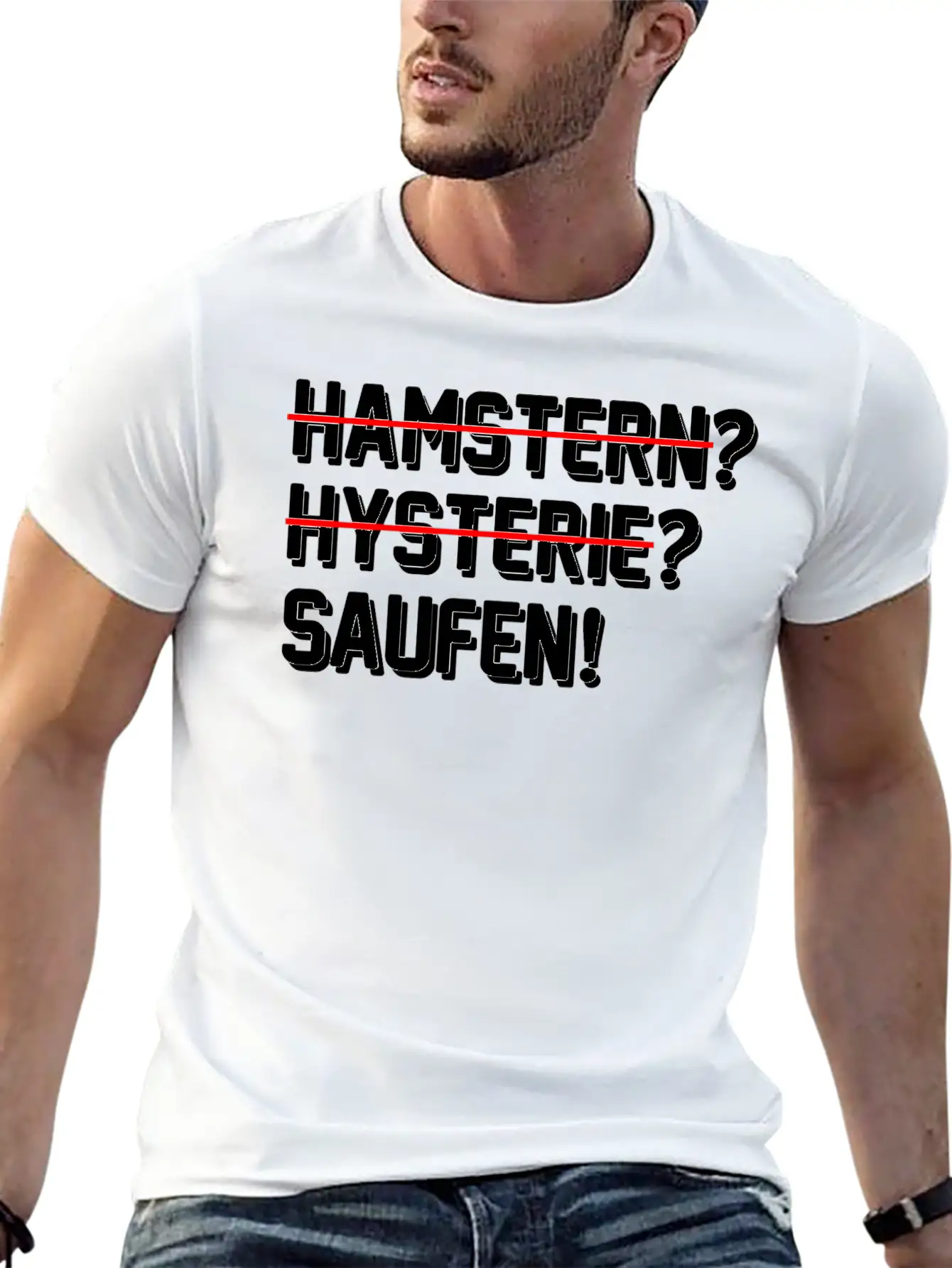 Lustiges Abstand Hygiene 2020 Hamstern Saufen Unisex Short Sleeve Soft Cotton T-Shirt – Casual Everyday Wear