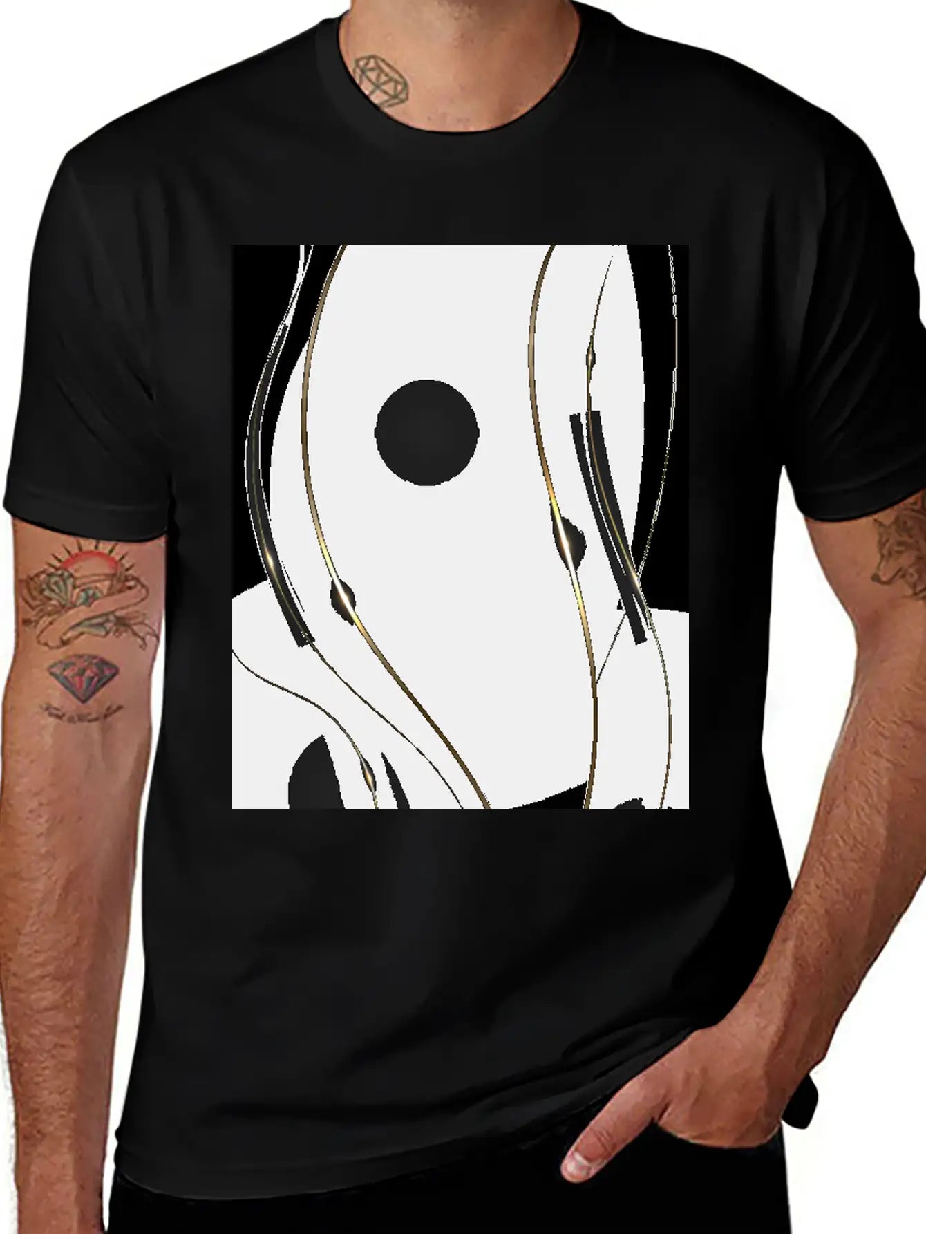 Luxury Elegant Black Gold Waves Unisex Casual T-Shirt – Clean Design For Daily Comfort