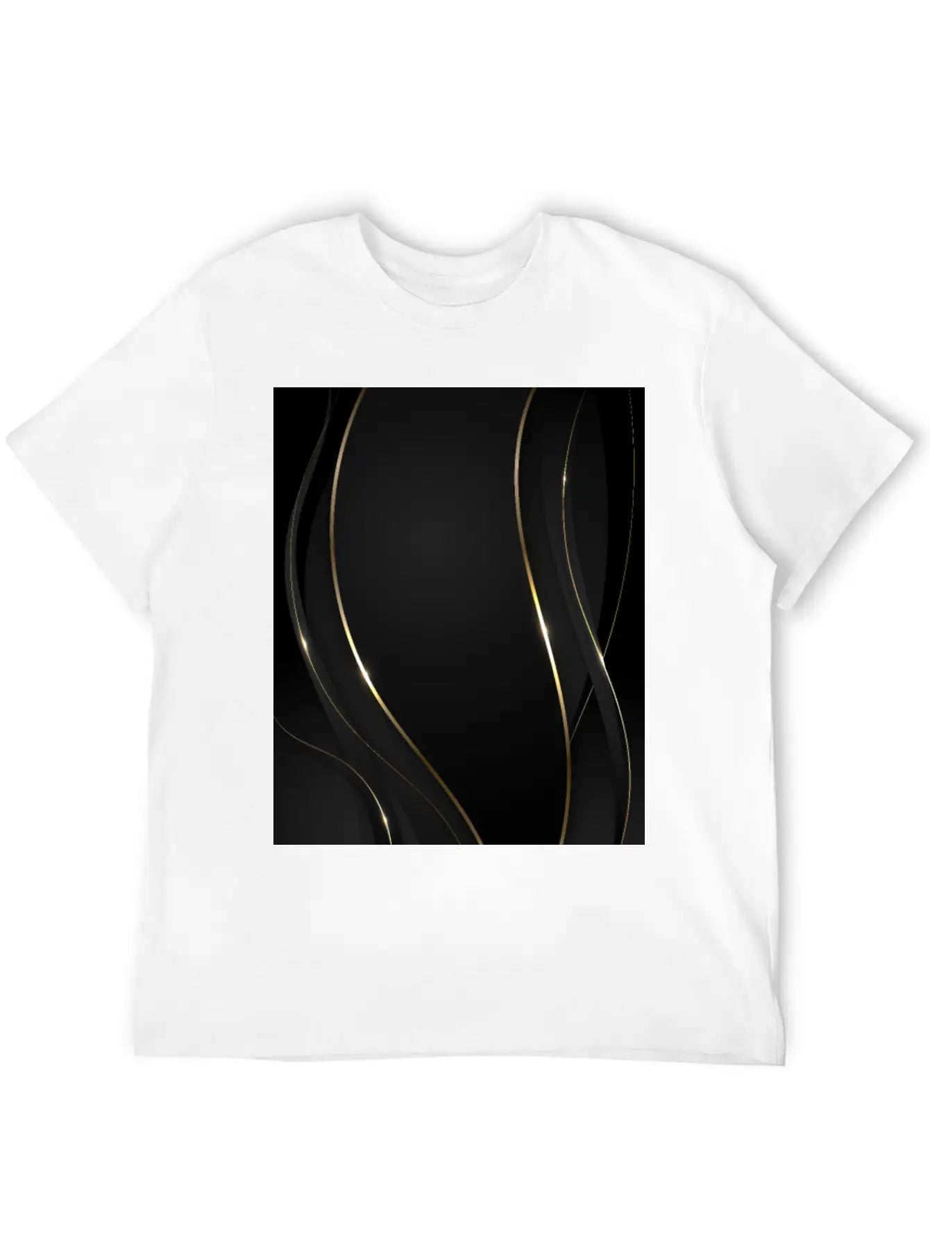 Luxury Elegant Black Gold Waves Unisex Casual T-Shirt – Clean Design For Daily Comfort
