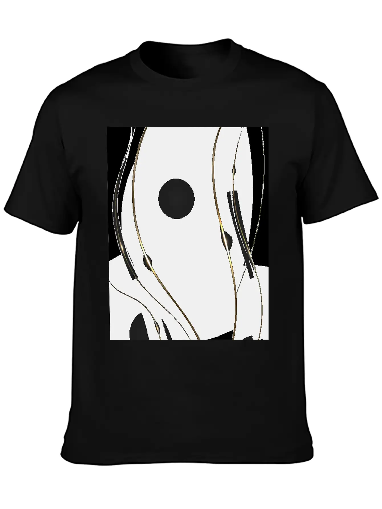 Luxury Elegant Black Gold Waves Unisex Casual T-Shirt – Clean Design For Daily Comfort