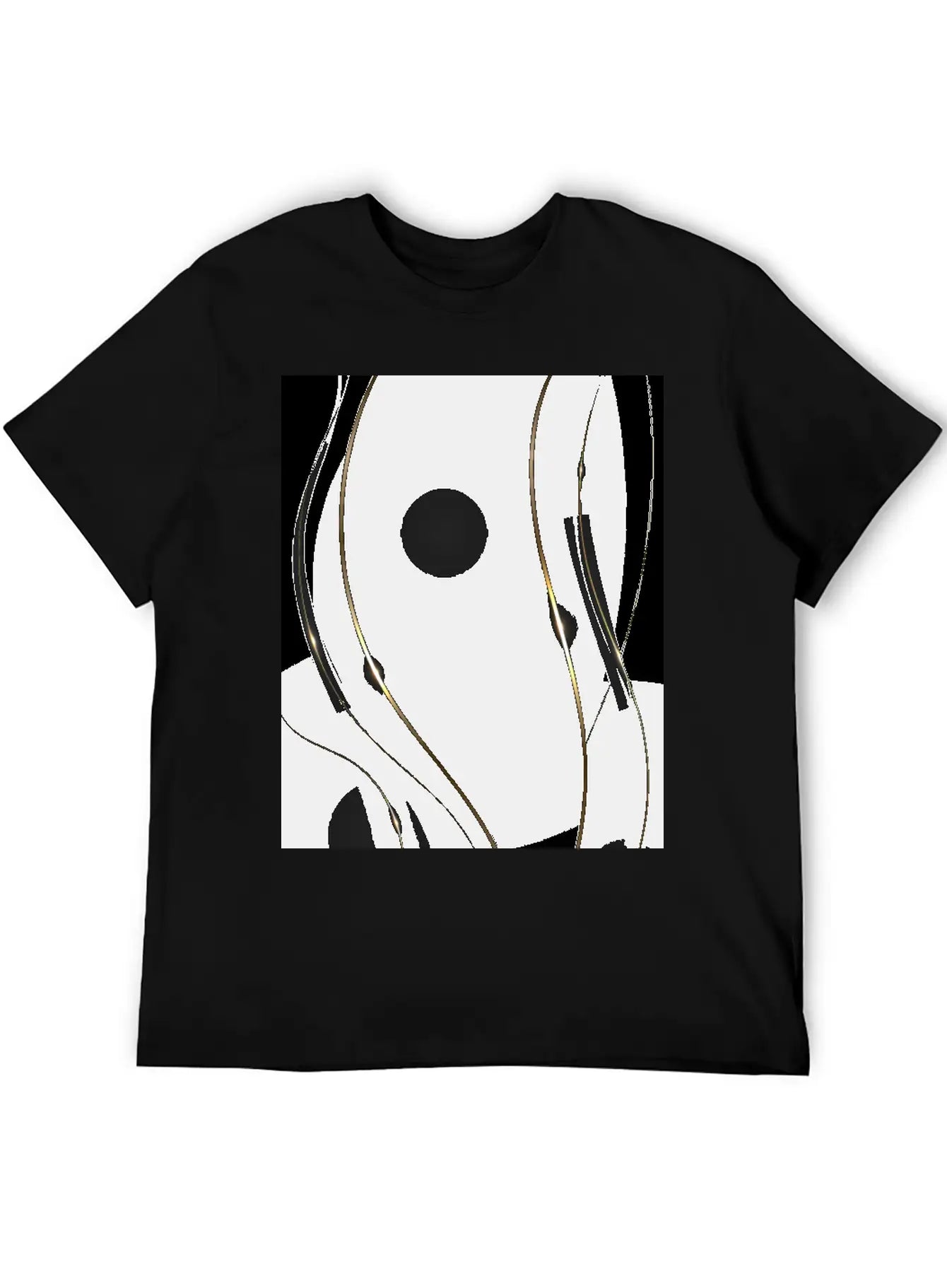 Luxury Elegant Black Gold Waves Unisex Casual T-Shirt – Clean Design For Daily Comfort