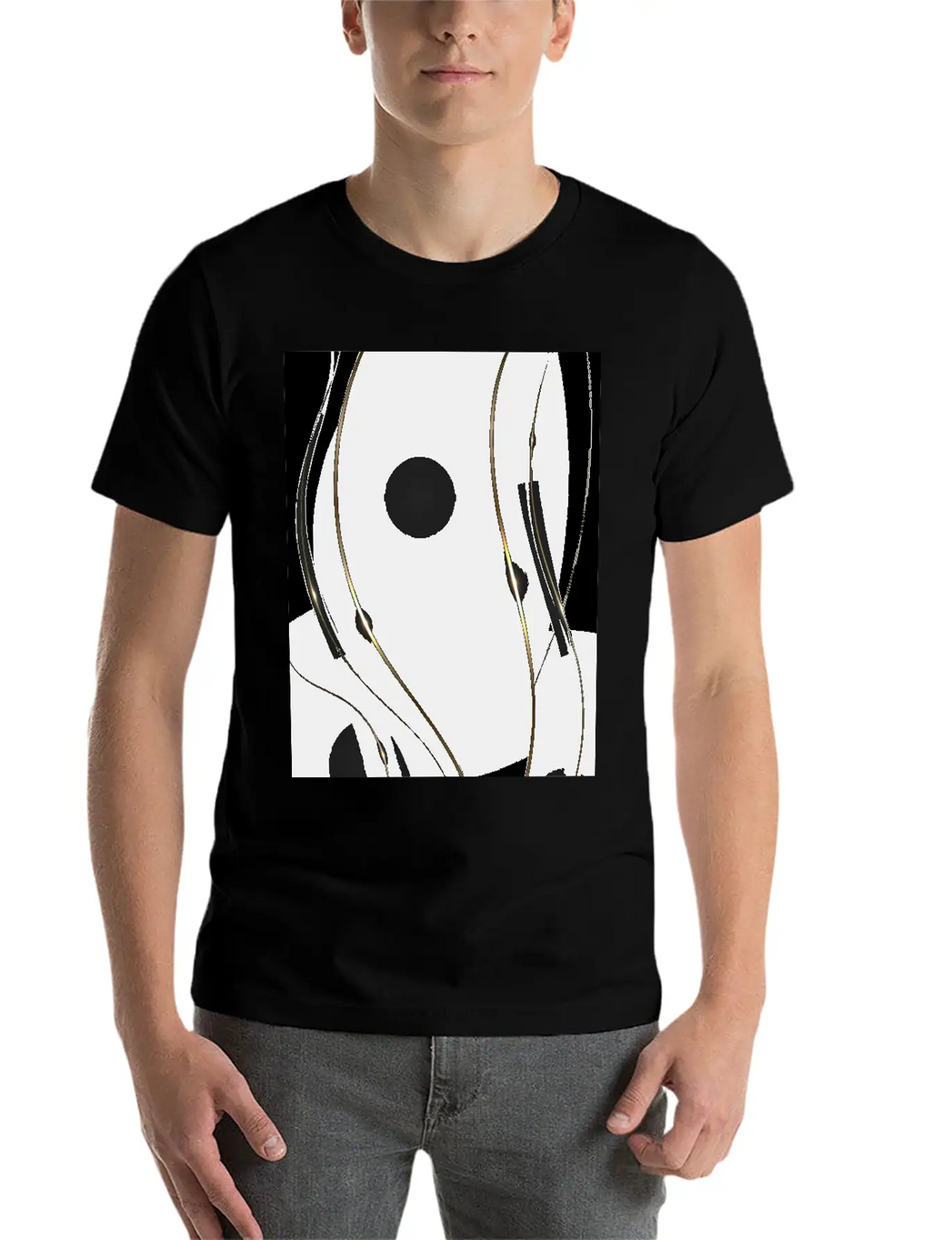 Luxury Elegant Black Gold Waves Unisex Casual T-Shirt – Clean Design For Daily Comfort