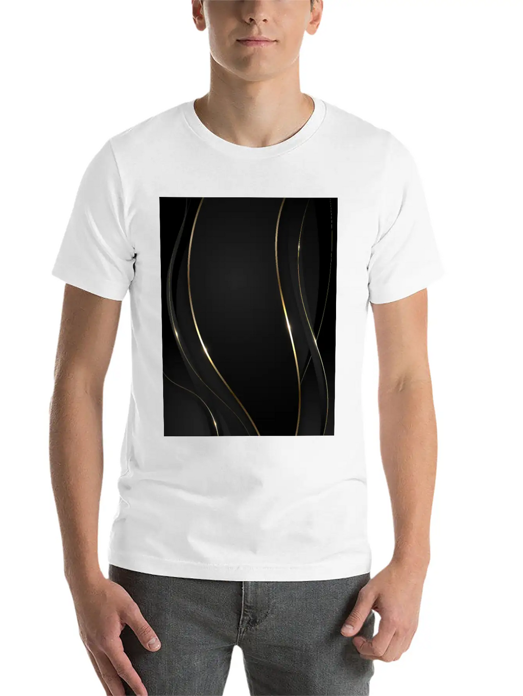Luxury Elegant Black Gold Waves Unisex Casual T-Shirt – Clean Design For Daily Comfort