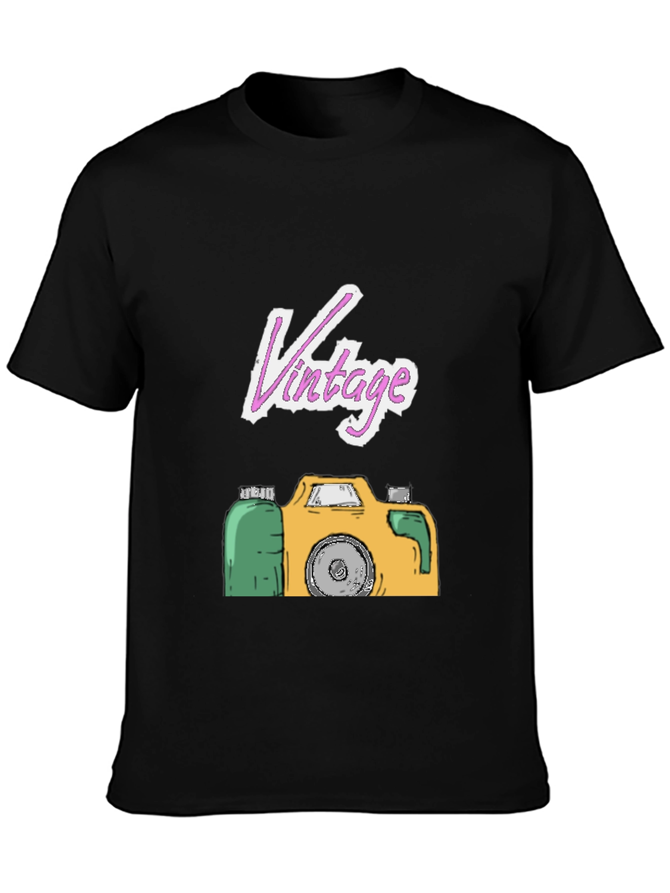 Vintage Camera Graphic Tee - Black T-Shirt