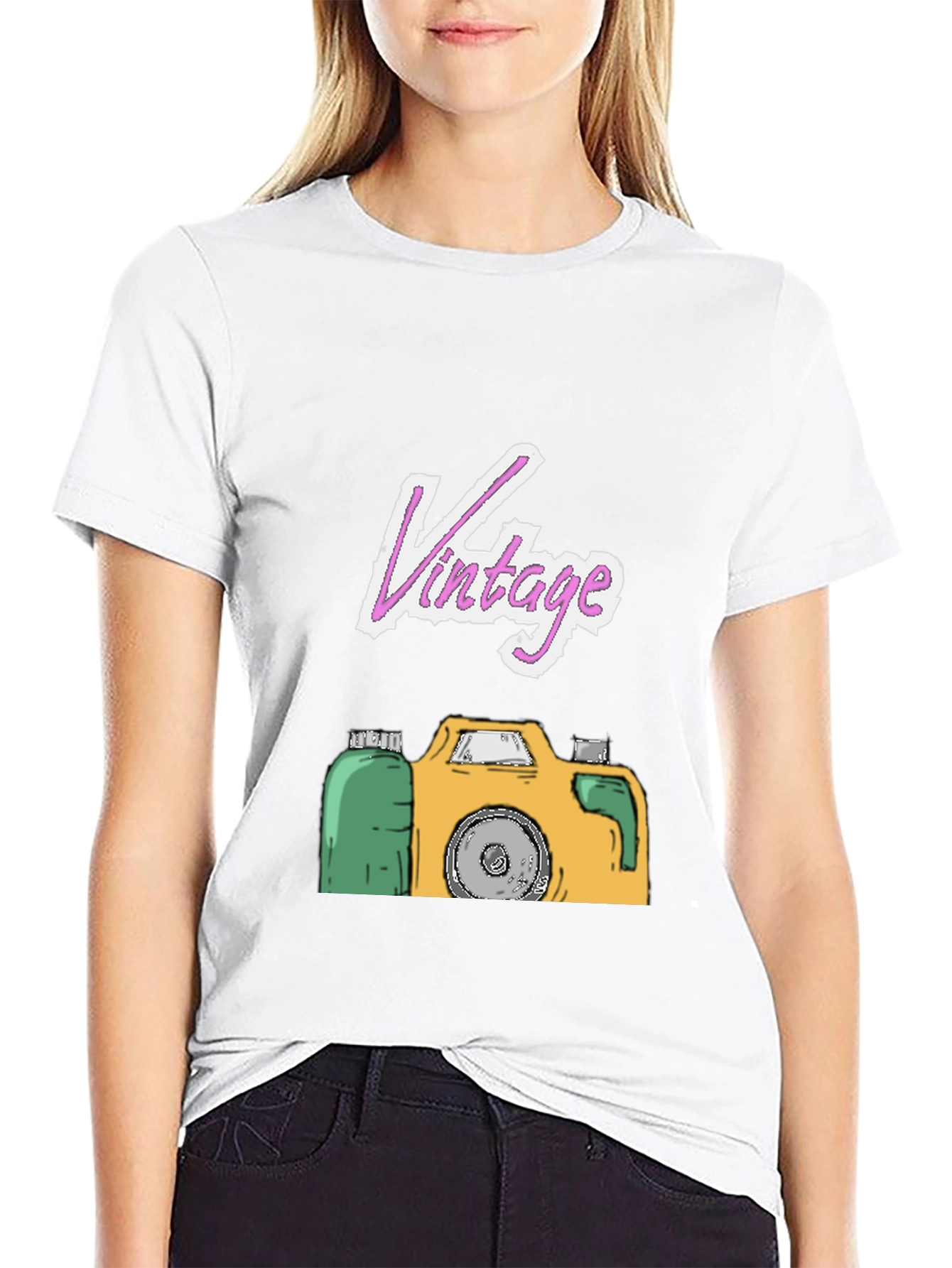 Vintage Camera Graphic Tee - Black T-Shirt