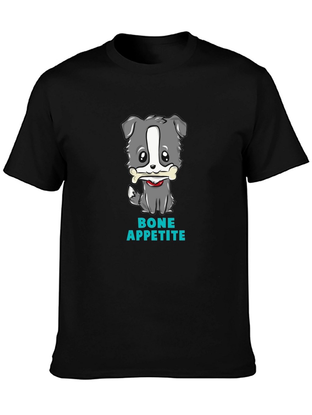 Cute Dog Bone Appetite Black T-Shirt