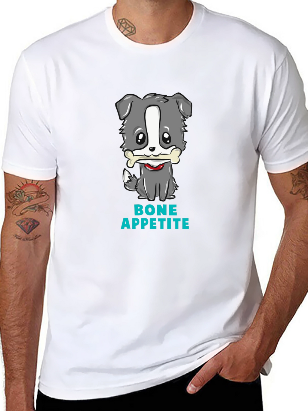 Cute Dog Bone Appetite Black T-Shirt