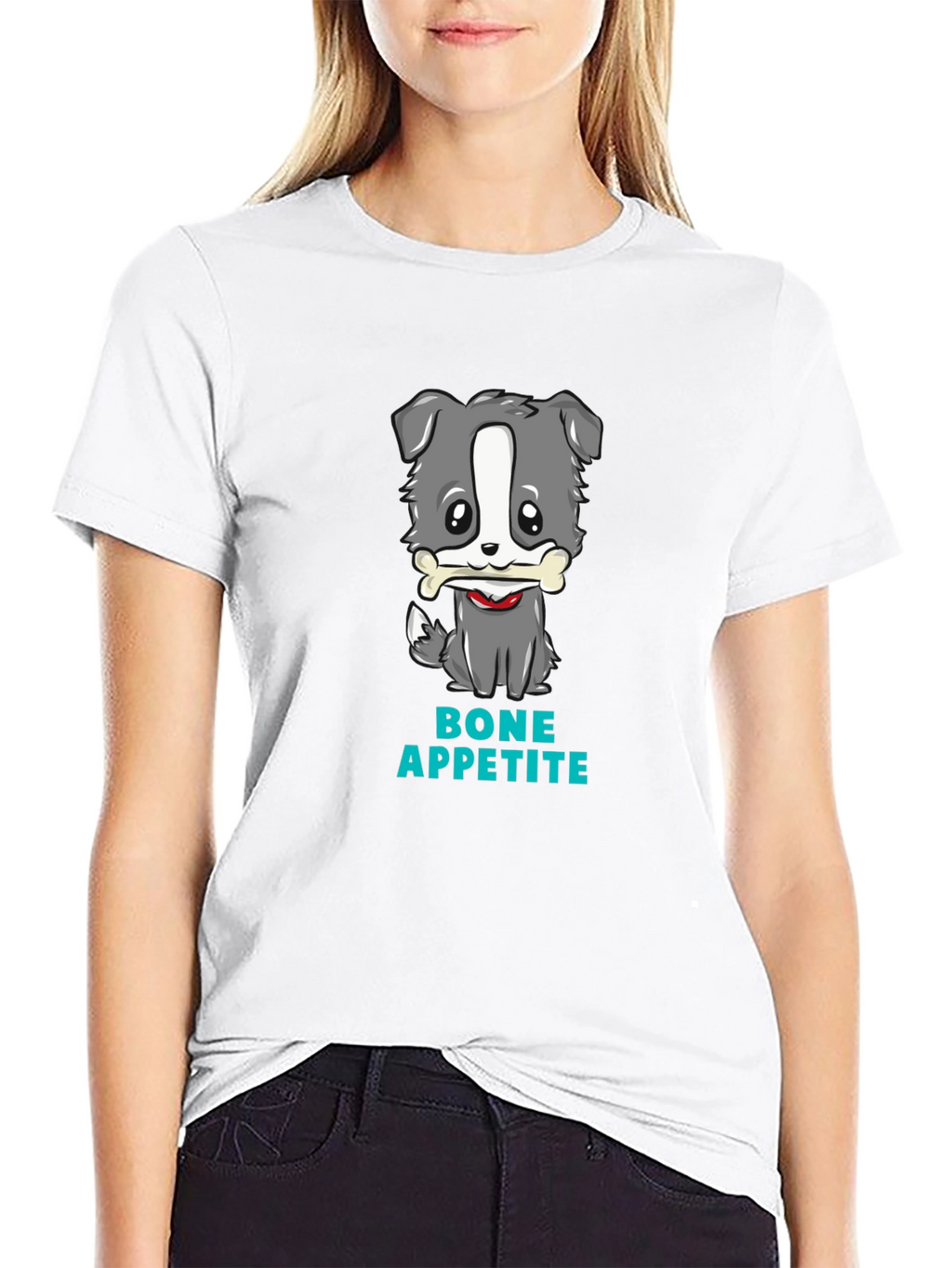Cute Dog Bone Appetite Black T-Shirt