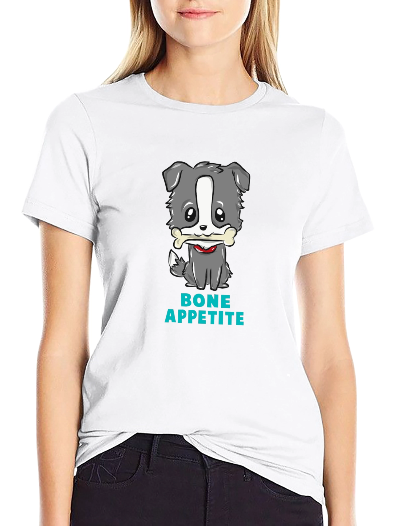 Cute Dog Bone Appetite Black T-Shirt