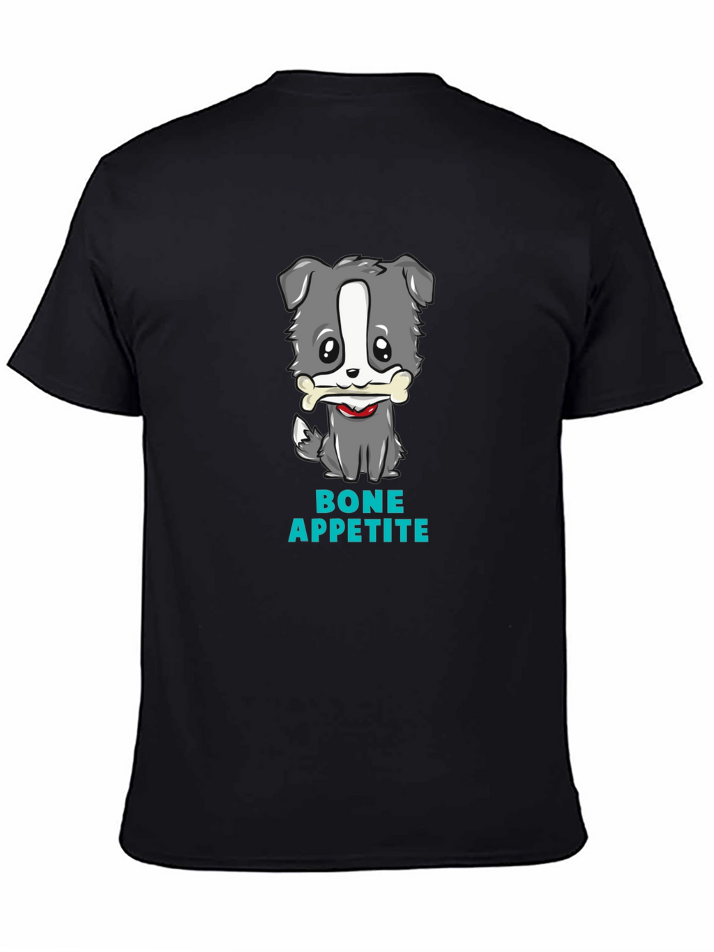 Cute Dog Bone Appetite Black T-Shirt