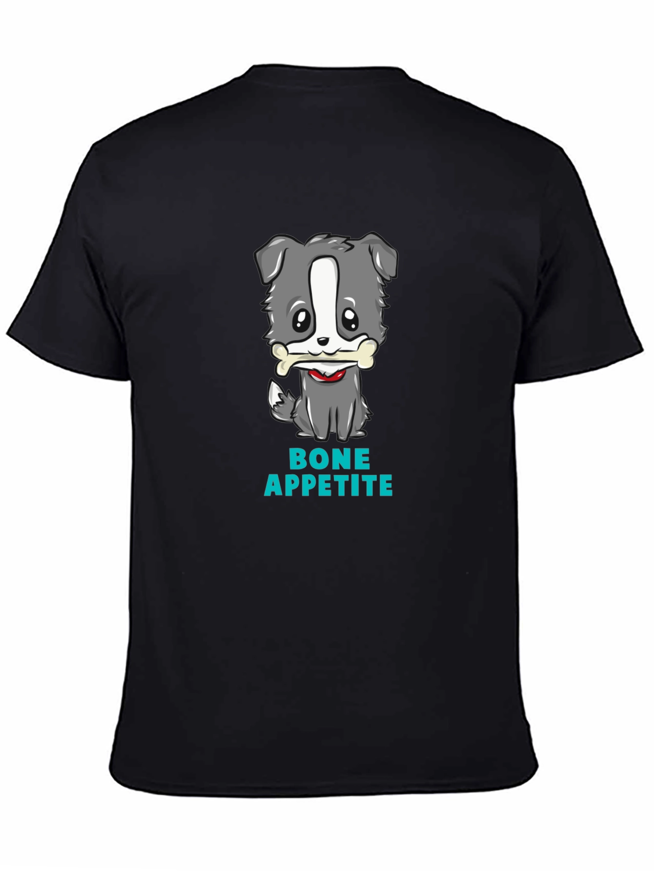 Cute Dog Bone Appetite Black T-Shirt