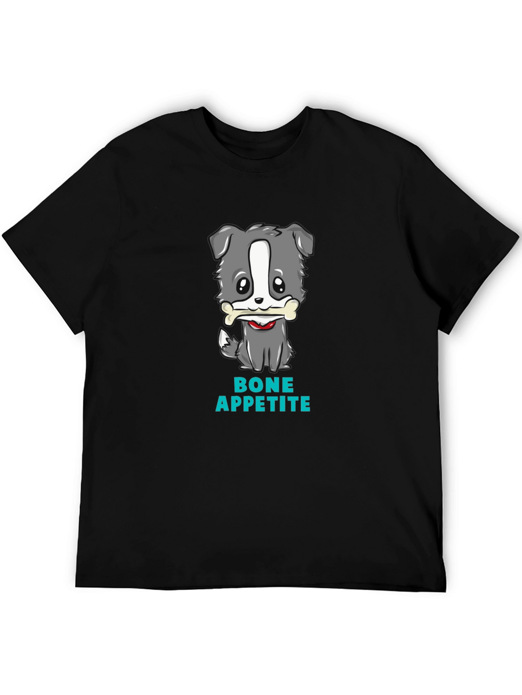 Cute Dog Bone Appetite Black T-Shirt
